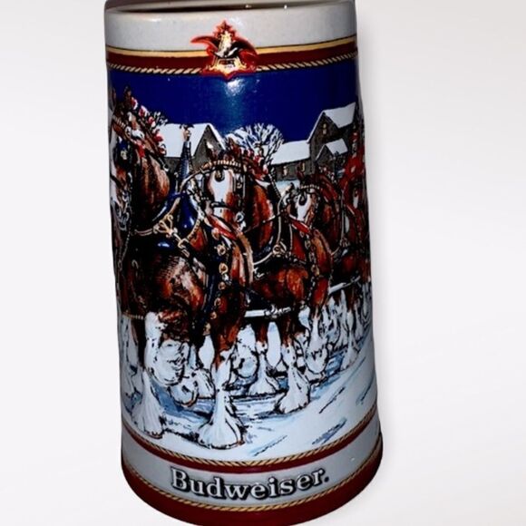 BUDWEISER® 1989 Stein “Hitch on a Winter's Evening”Holiday Beer Mug-Collectible - Picture 4 of 6